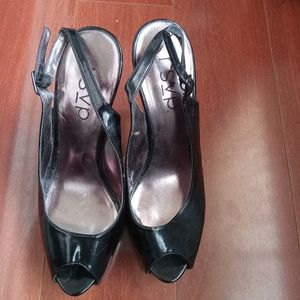 Black RSVP Sling back peep toe Heels